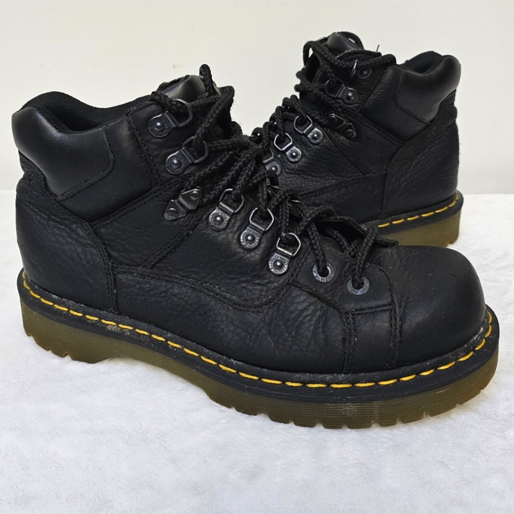 Dr. Martens Black Vintage Y2K Grunge Punk Moto Distressed Chunky Lace Up Boots